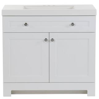 Everdean 36.50 in. W x 18.75 in. D Bath Vanity in White with Cultured Marble Vanity Top in White ... | The Home Depot