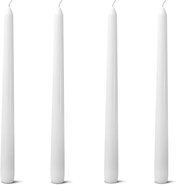 White 10-Inch Taper Candles: Unscented Smokeless Dripless Candlesticks with 7-8 Hours Burning Tim... | Amazon (US)