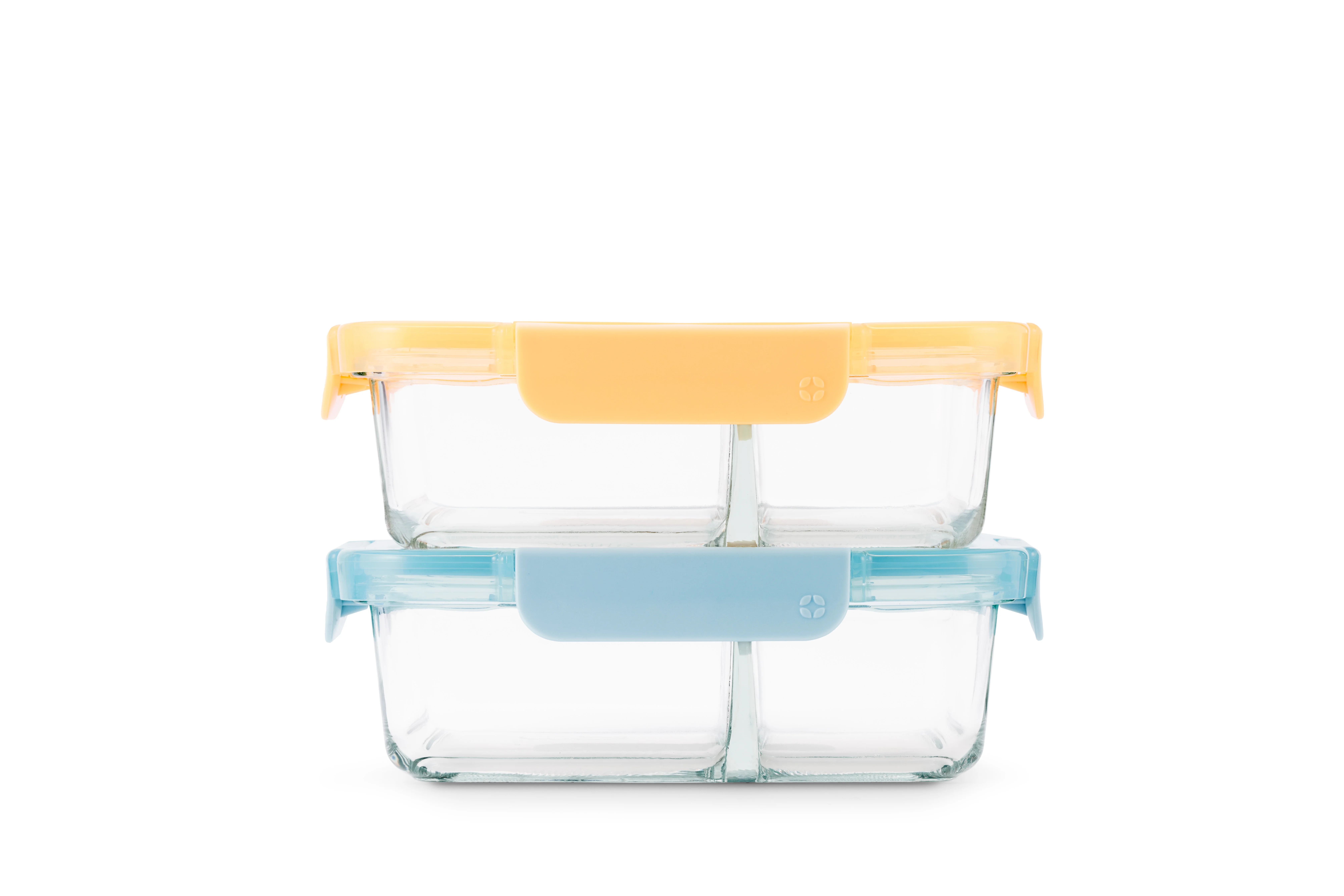 Ello Color Lock 3.4Cup 4PC, 2 Pack Glass Meal Prep Sets Leak-Proof Glass Food Storage Containers ... | Walmart (US)