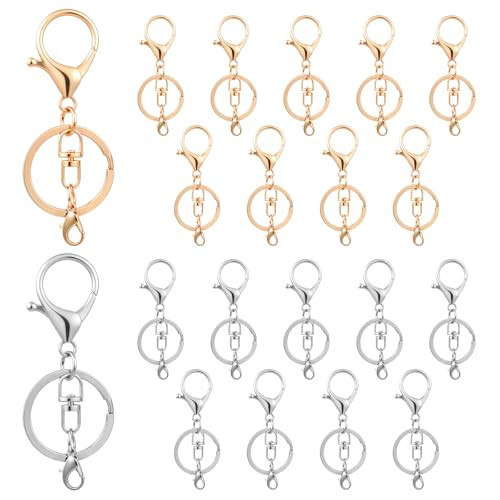 20 PCS Metal Lobster Claw Clasps and Key Rings Gold Keychains Accessories Lobster Claw Clasps for Keychains Lobsters Claws Clasp Hook with Swivel Clasp Hook Clips for Keys, Jewelry Making, DIY Craft | Amazon (US)