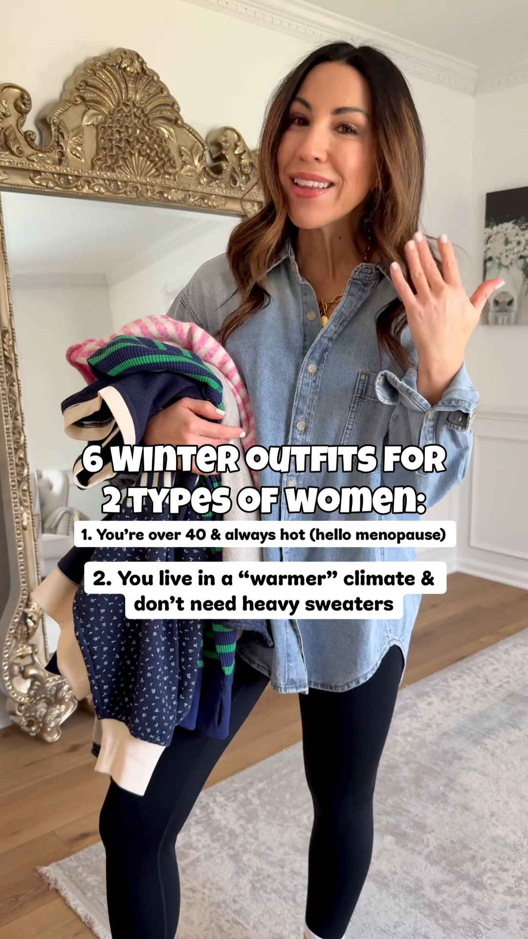 New arrivals @socialthreads! These winter outfits are perfect for anyone but especially great if you tend to run hot or let’s say you live in a warmer climate and don’t need super heavy sweaters. Everything here is lightweight, great for layering and even good to wear into spring! 

Sweaters small. Waffle knits small. Denim shirt, XS. Jeans 25. Rosie jeans I cut. Leggings small short. Uggs size up. Other shoes, TTS. 

#LTKOver40 #LTKFindsUnder100