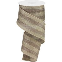 Burlap Stripe Tan/Beige Ribbon Roll Wired 2.5"" Wide X 10 Yards, Create Bows, Brown, 1 Roll, Rga177504 | Etsy (US)