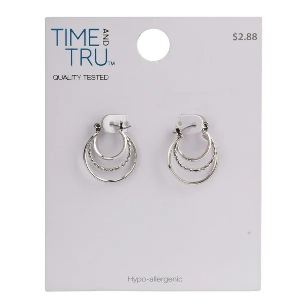 Time and Tru Silver Snap 3 Twist Hoop Earring | Walmart (US)