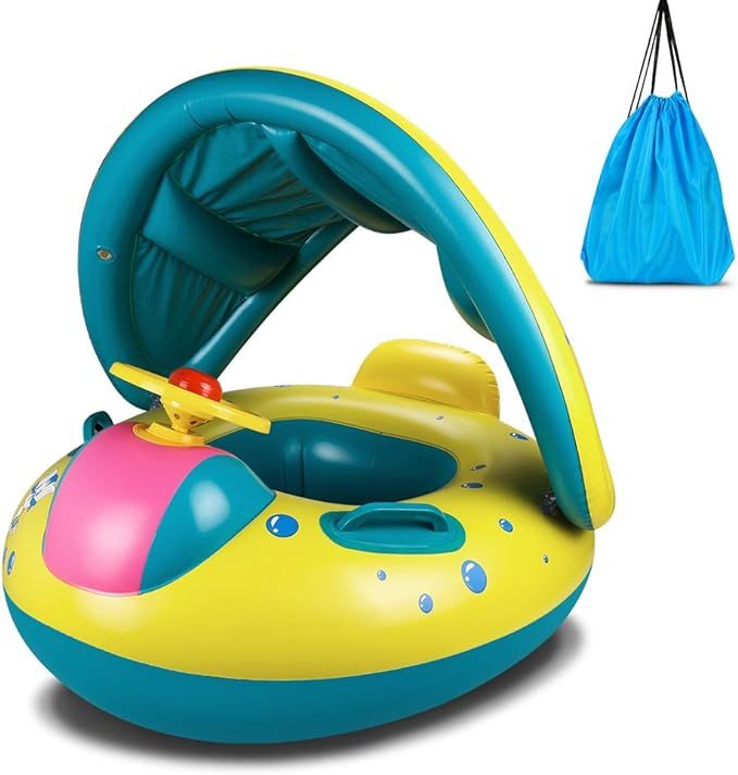 Baby Pool Float, Topist Baby Inflatable Swimming Ring with Adjustable Sun Shade CaBaby Pool Float... | Amazon (US)