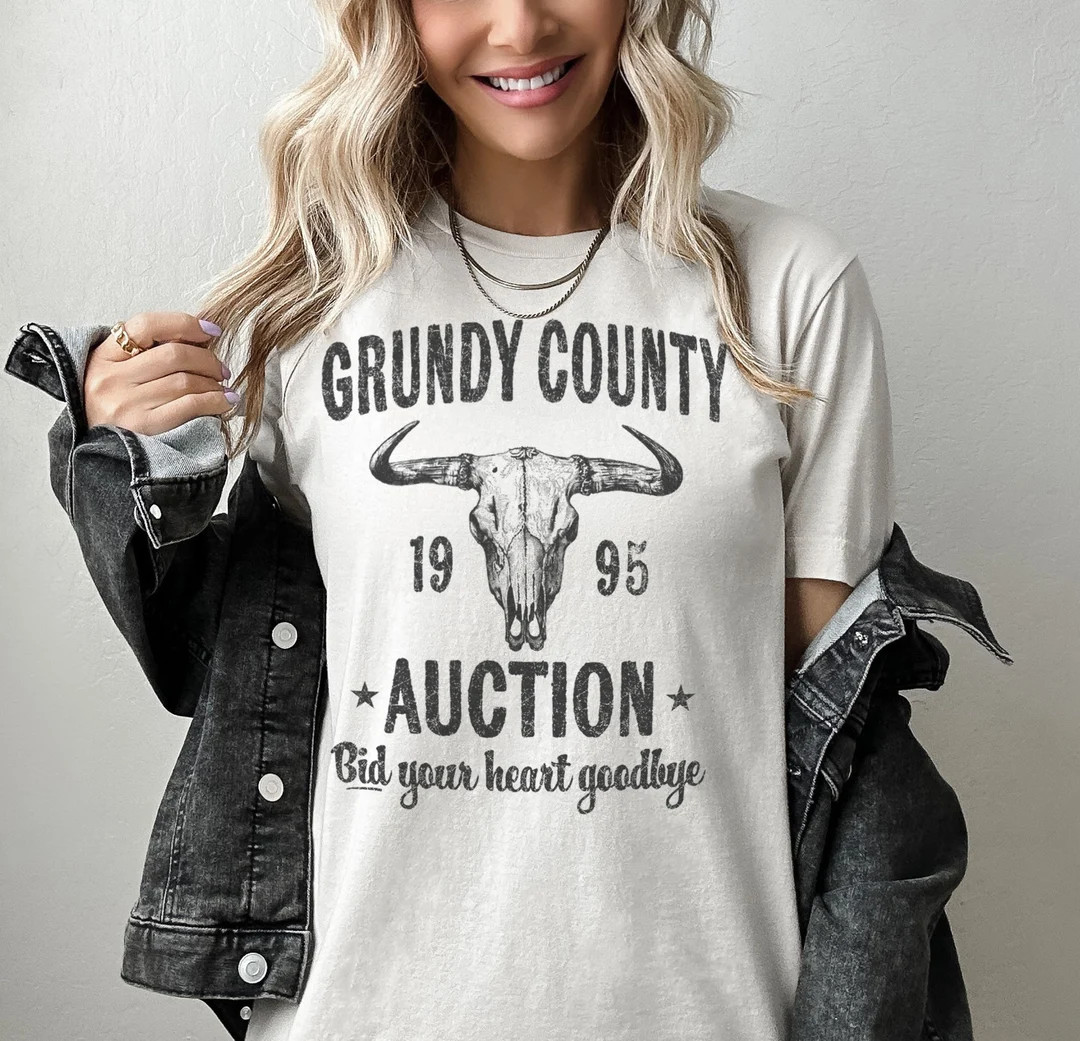 Grundy County Auction Vintage Inspired Concert Tee, 90s Country Music, Western Boho Retro Music B... | Etsy (US)