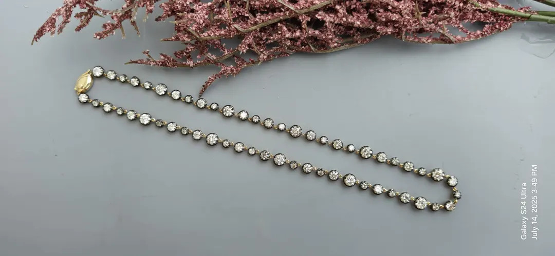 Georgian Cut Down Set Moissanite Tennis Necklace - Etsy | Etsy (US)