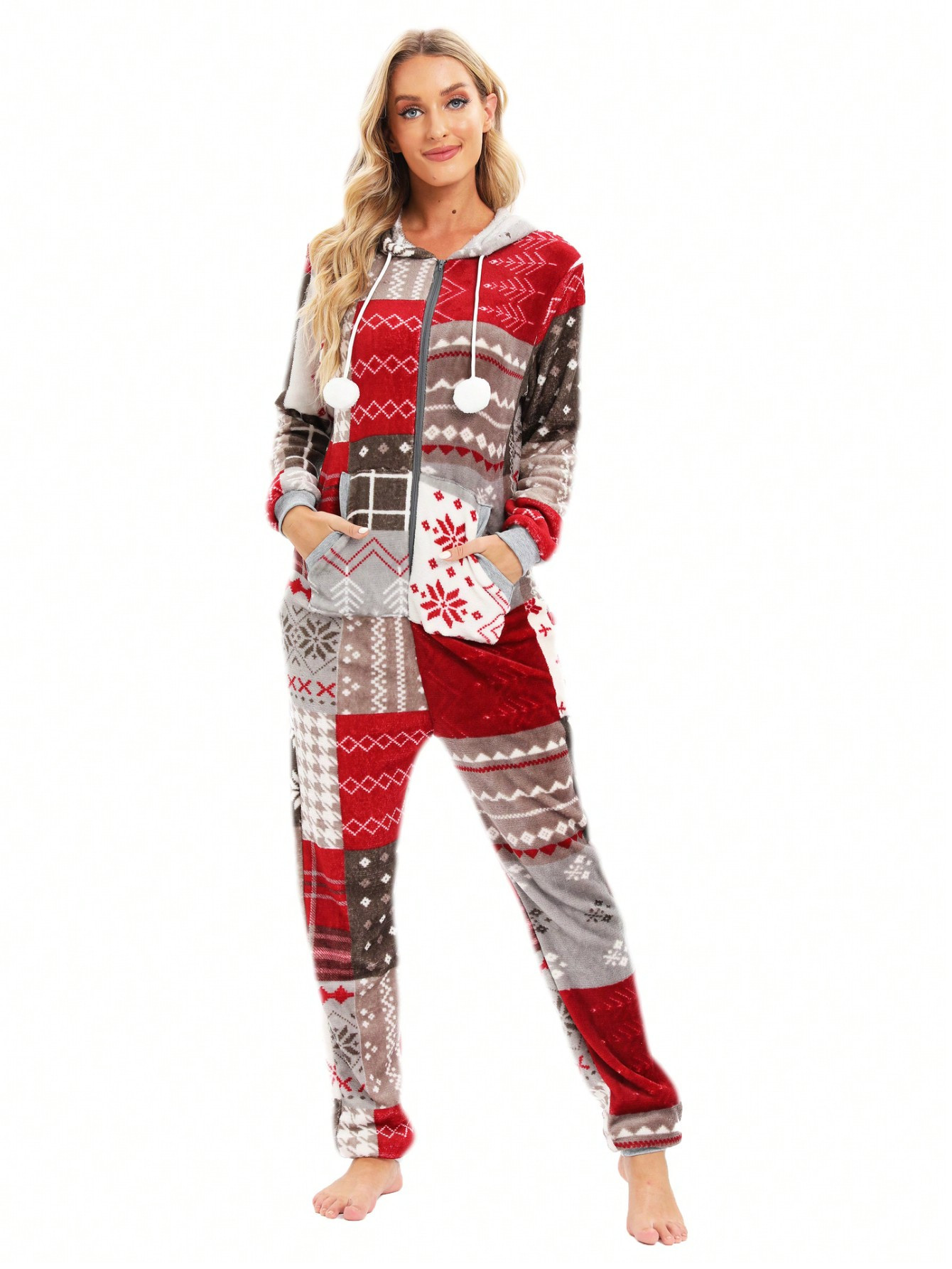 Mono Con Capucha De Franela Para Mujer, Navidad, Halloween, Pijamas Para El Hogar | SHEIN