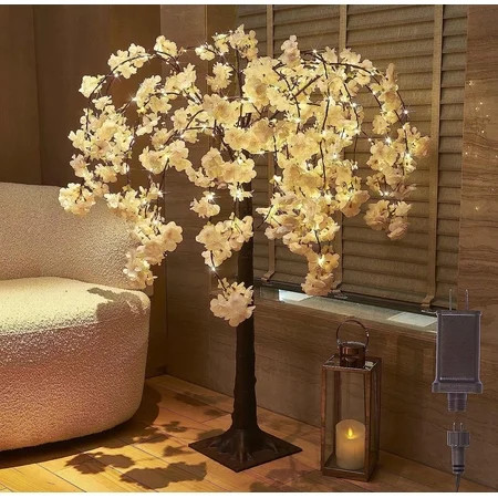 Lighted Tree with Cherry Blossom 180 Fairy Lights 4FT Pink Flower Faux Tree Lights for Indoor Outdoo | Walmart (US)