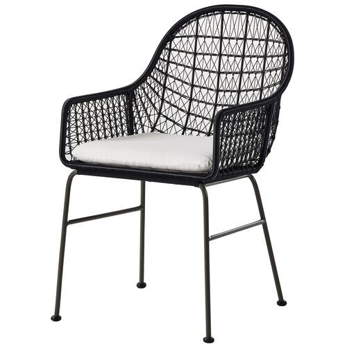 Dylan Outdoor Woven Dining Chair, Smoke Black/White | One Kings Lane