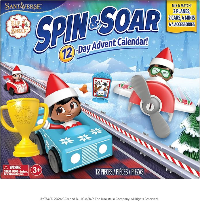 12-Day Advent Calendar - The Elf on the Shelf Spin & Soar Christmas Countdown with 12 Mix and Mat... | Amazon (US)
