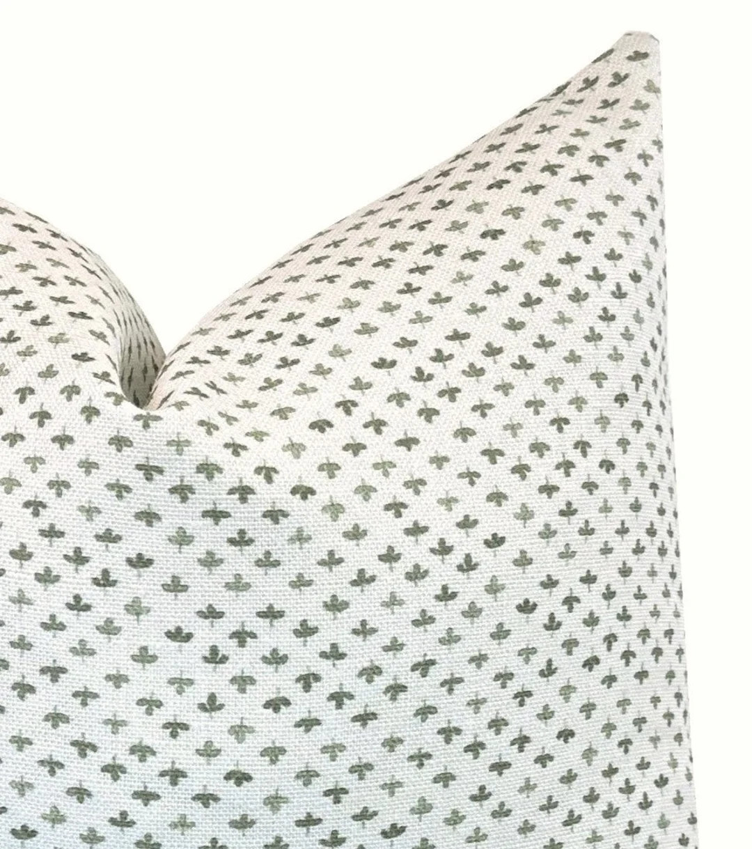 Paule Olive Green on Cream Pillow Cover | Small Scale | Dark Green| Moss Green | Fleur | Designer... | Etsy (US)