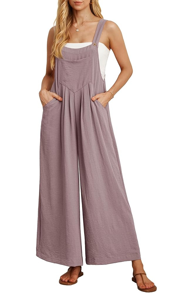 IWOLLENCE Women's Summer Jumpsuits Boho Wide Leg Overalls Casual Loose Rompers with Pockets 2025 | Amazon (US)