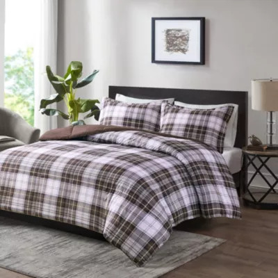 Madison Park Essentials Parkston 3M Scotchgard Down Alternative All Season Comforter Set, Brown, Full/Queen | Belk