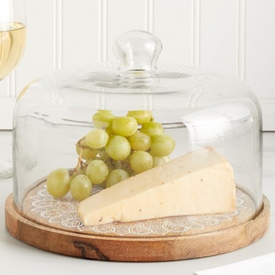 The Lakeside Collection Acacia Wood Cake Stand with Glass Dome - | Target