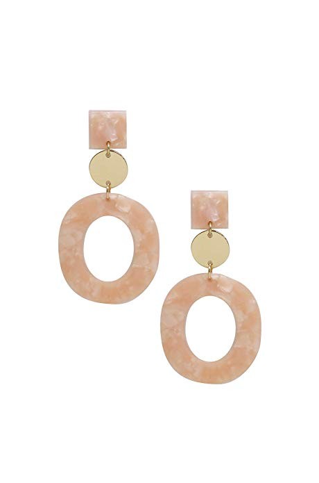 Ettika Women's Delicate Shapes Earrings in Pink Lucite and Gold, One Size | Amazon (US)