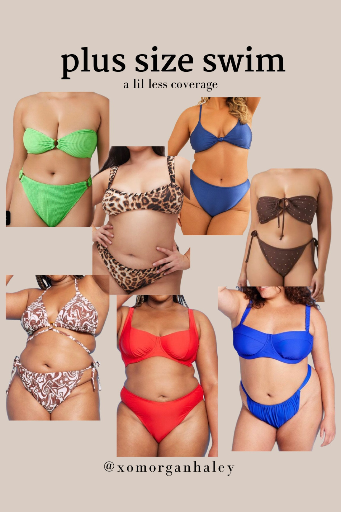 Plus size bikinis with a little less coverage! Target sizing - 1X top and X bottom. Forever 21 - 2X. Dippin Daisys - 2X. Good American - 5/2X  

#LTKstyletip #LTKplussize #LTKswim
