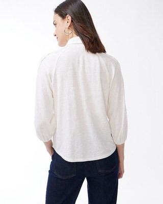Linen-Blend Button Down Tee | Chico's