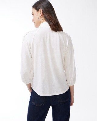 Linen-Blend Button Down Tee | Chico's