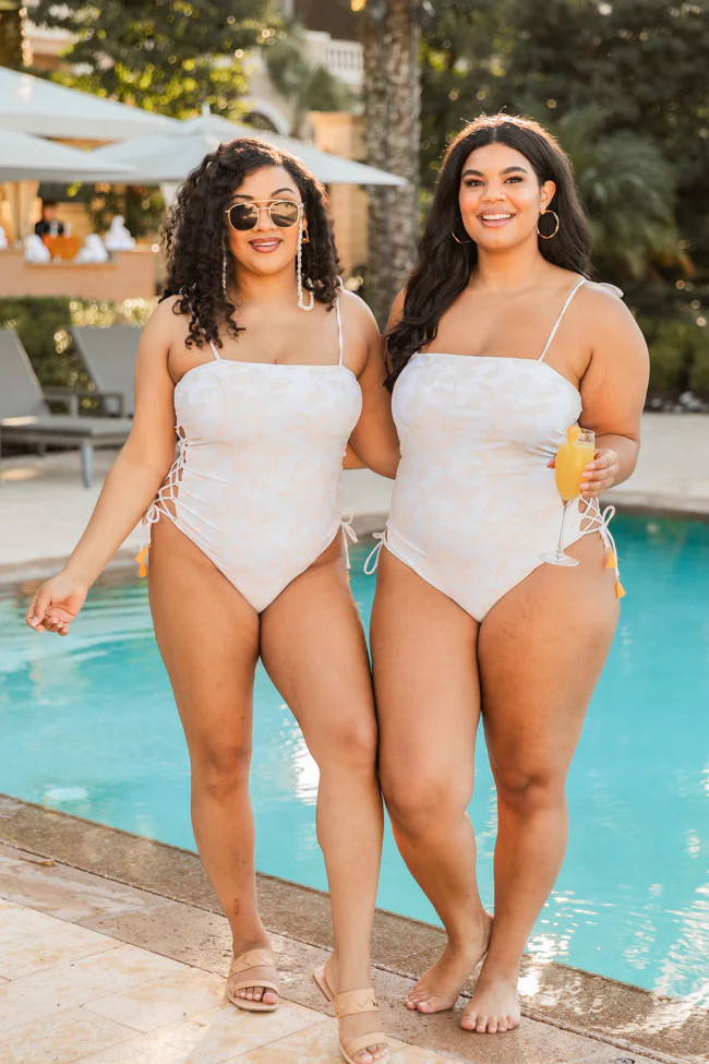 Full Of Life Orange Square Neck Side Tie Swimsuit FINAL SALE | Pink Lily