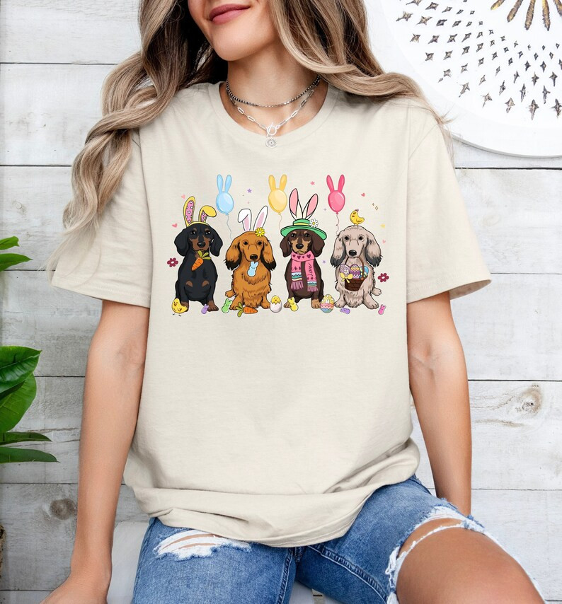 Easter Dachshund Shirt, Dachshund Lover Sweatshirt, Easter Bunnies Dog T-shirt, Women Easter Gift... | Etsy (US)