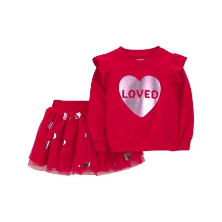 Carter's Child of Mine Baby and Toddler Girl Valentine's Outfit Skirt Set, Sizes 12M-5T | Walmart (US)
