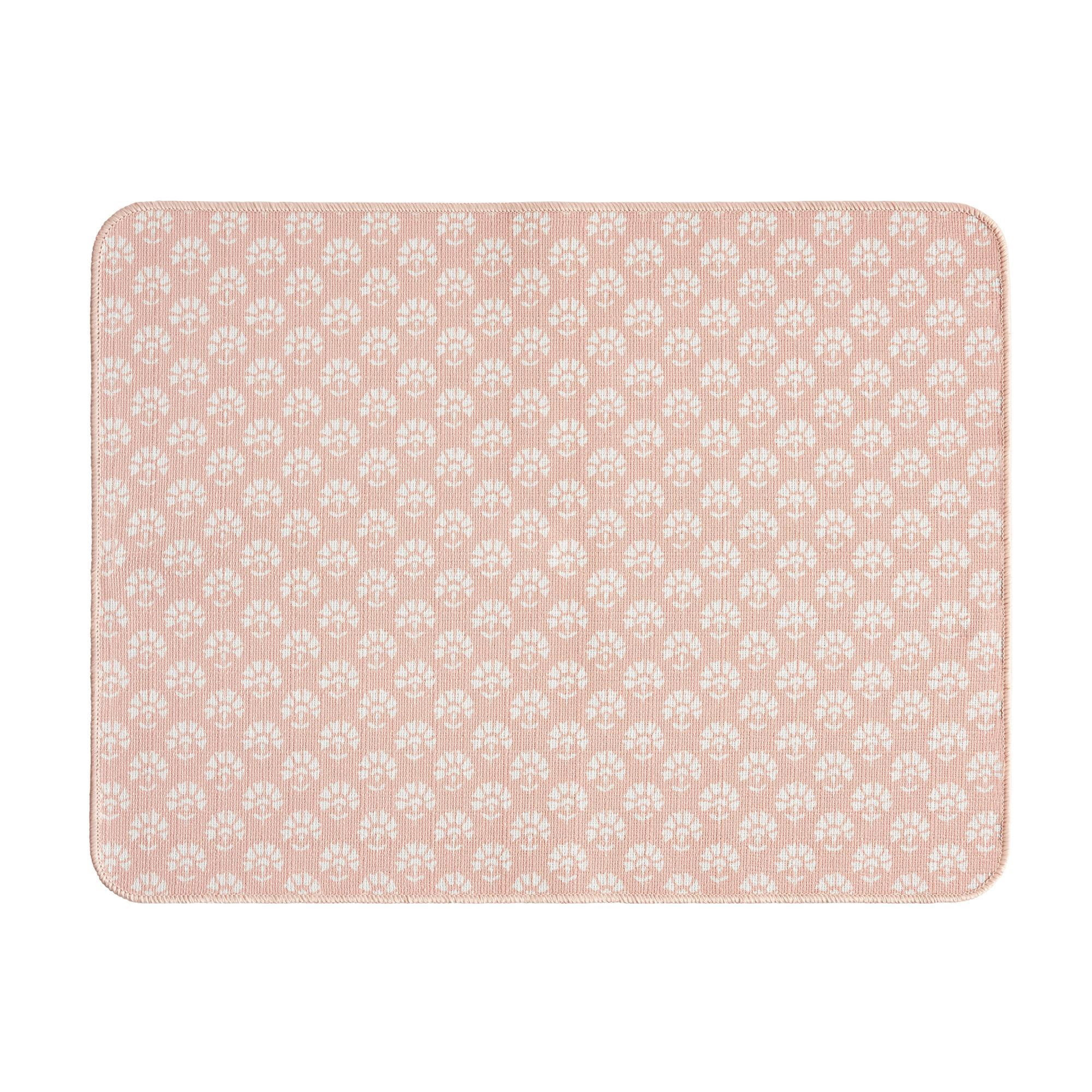 Beautiful Home by Drew Barrymore Floral Blossom Block Printed Dish Drying Mat, Pink, 18" x 24" - ... | Walmart (US)