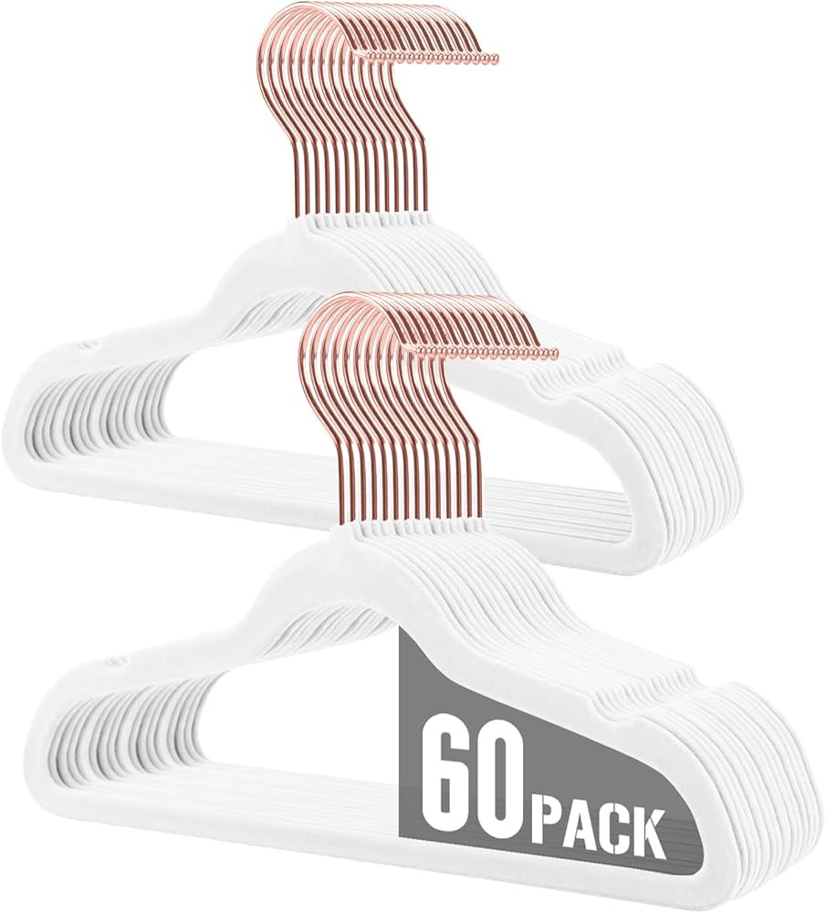 NesTidy Kids Velvet Hangers 60 Pack, 12.5" Non-Slip Felt Hangers with Golden Hook, Space Saving C... | Amazon (US)