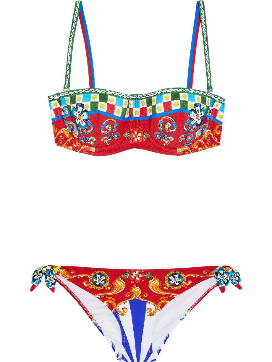Dolce & Gabbana Carretto Printed Underwired Bikini, Red, Women's, Size: 3 | NET-A-PORTER (US)