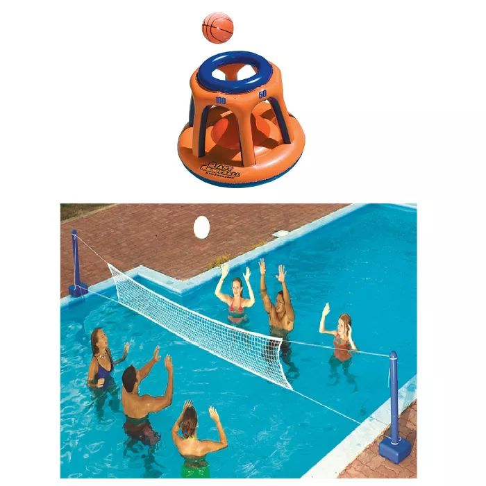 Swimline Giant Shootball Inflatable Pool Toy w/Swimline Pool Volleyball Game | Target