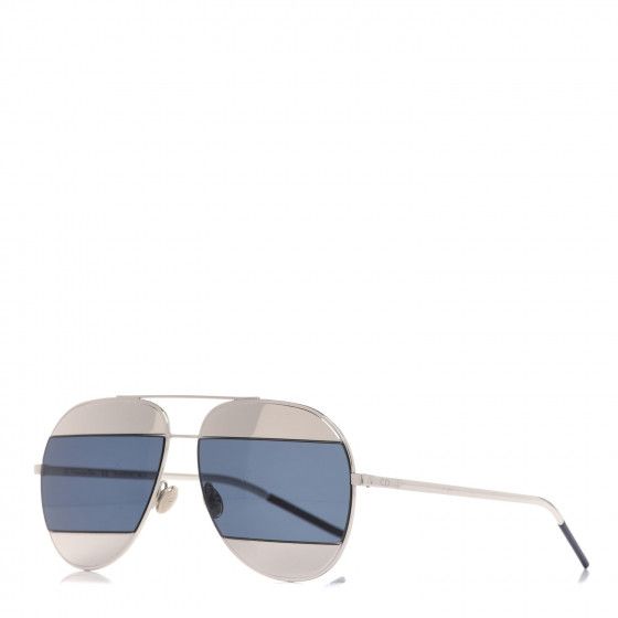 CHRISTIAN DIOR Split 1 Aviator Sunglasses Blue Silver | Fashionphile
