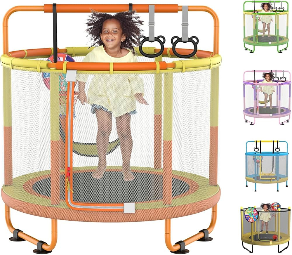 LANGXUN 60" Trampoline for Kids, 5ft Toddler Mini 6-in-1 Trampoline Indoor Outdoor with Swing, Ba... | Amazon (US)