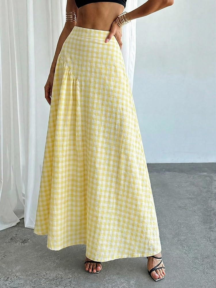 Milumia Women's Pleated Flowy Long Skirts High Waist Maxi Skirt with Pocket | Amazon (US)