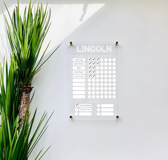 Personalized Chore Chart For Kids || custom chore chart children  dry erase board  clear acrylic ... | Etsy (US)