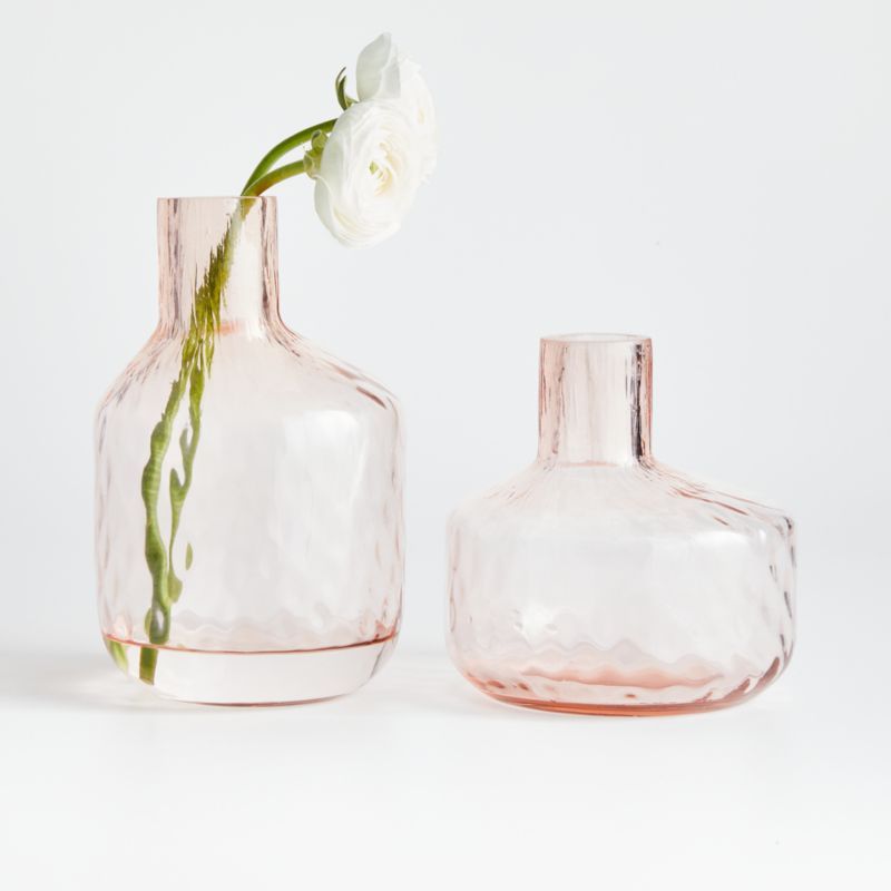 Cecillia Pink Glass Vases | Crate and Barrel | Crate & Barrel