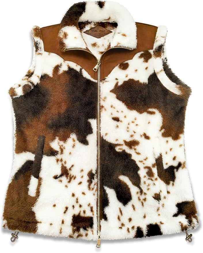 Women's Fuzzy Cow Print Vest Cozy Lightweight Sherpa Fleece Vest for Women Sleeveless Outerwear w... | Amazon (US)