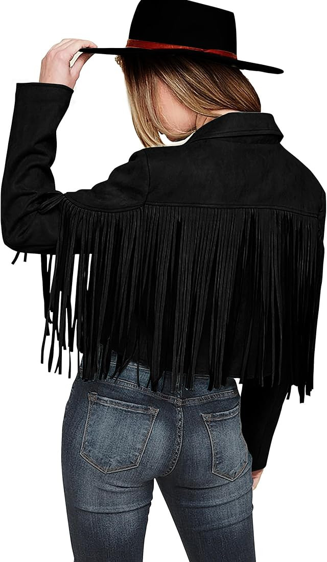 PRETTYGARDEN Women's Fringe Faux Suede Leather Jackets 2025 Fashion Tassel Motorcycle Cropped Coa... | Amazon (US)