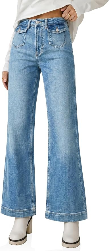 Cicy Bell Womens High Waisted Wide Leg Baggy Jeans Vintage Denim Pants | Stretchy Straight Leg Pa... | Amazon (US)