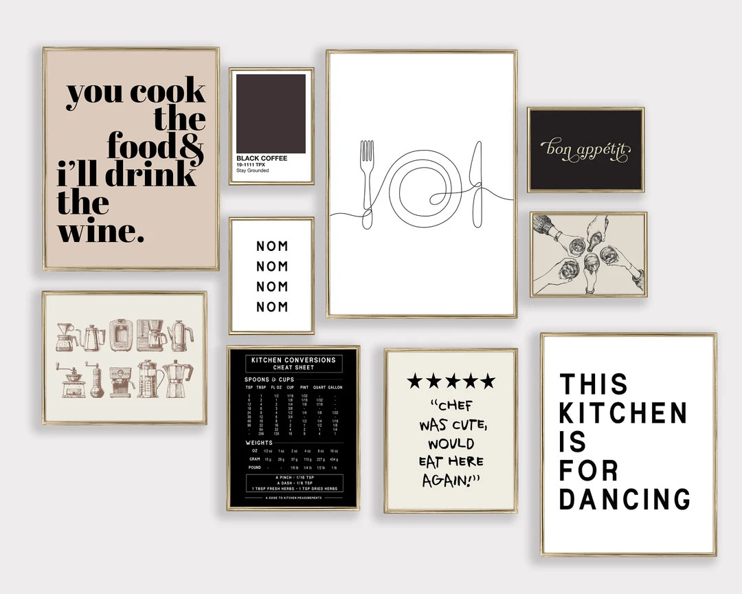 kitchen print set of 10 PRINTABLES | kitchen wall art | kitchen gallery wall | modern kitchen dec... | Etsy (US)