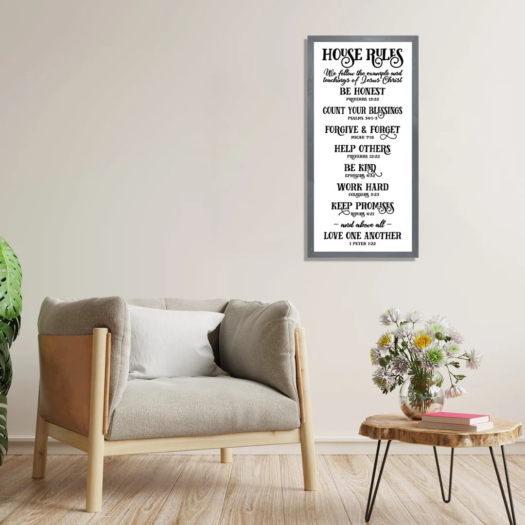 House rules sign-scripture family rules-religious wall decor art-scripture signs-bible verse sign... | Etsy (US)
