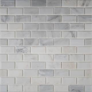 MSI Greecian White 4 in. x 4 in. x 10 mm Polished Beveled Marble Mesh-Mounted Mosaic Wall Tile - ... | The Home Depot