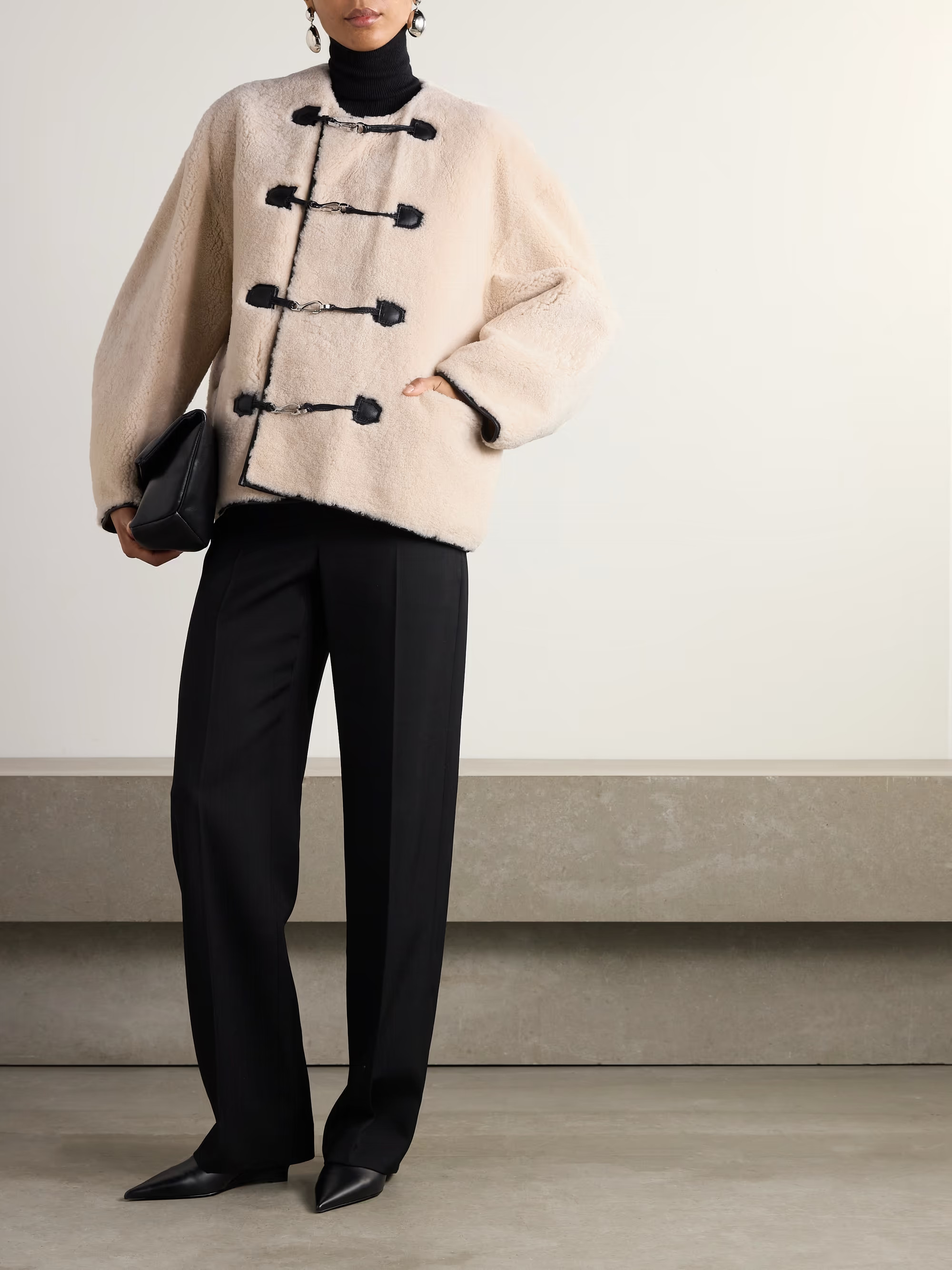 Leather-trimmed shearling jacket | NET-A-PORTER (UK & EU)