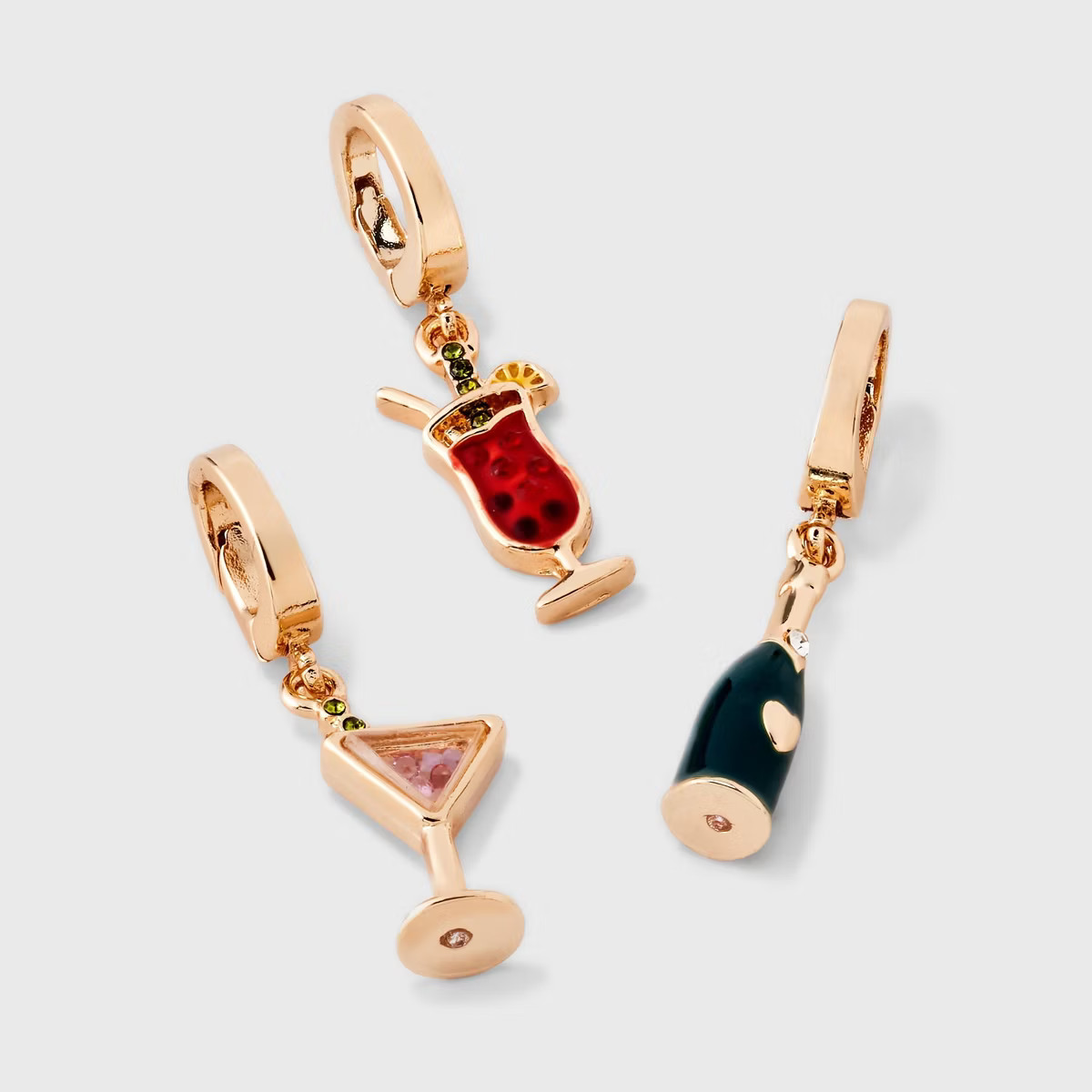 Martini Champagne Bottle and Glass Charm Necklace Set 3pc - A New Day™ Gold | Target