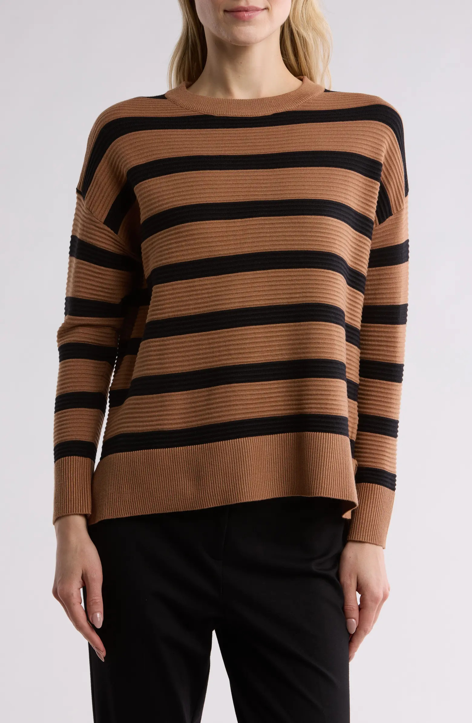 T Tahari Striped Ribbed Sweater | Nordstromrack | Nordstrom Rack
