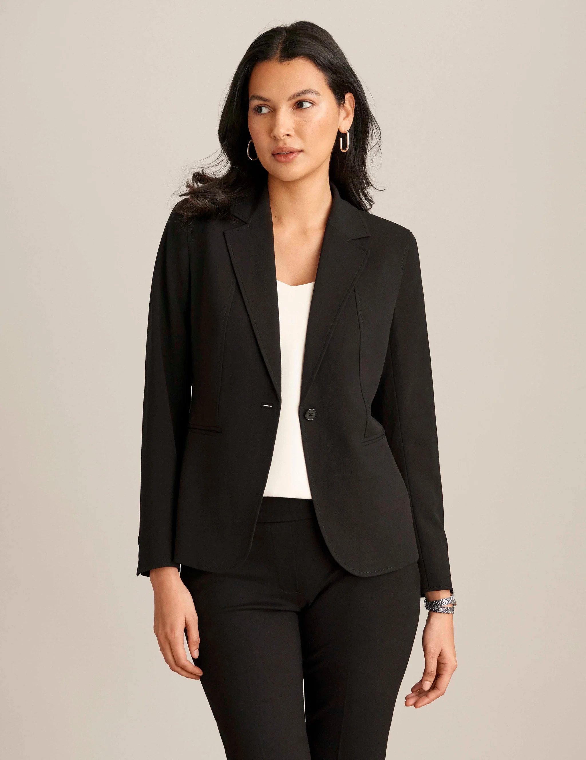 Notch Collar Blazer With Princess Seam | Anne Klein