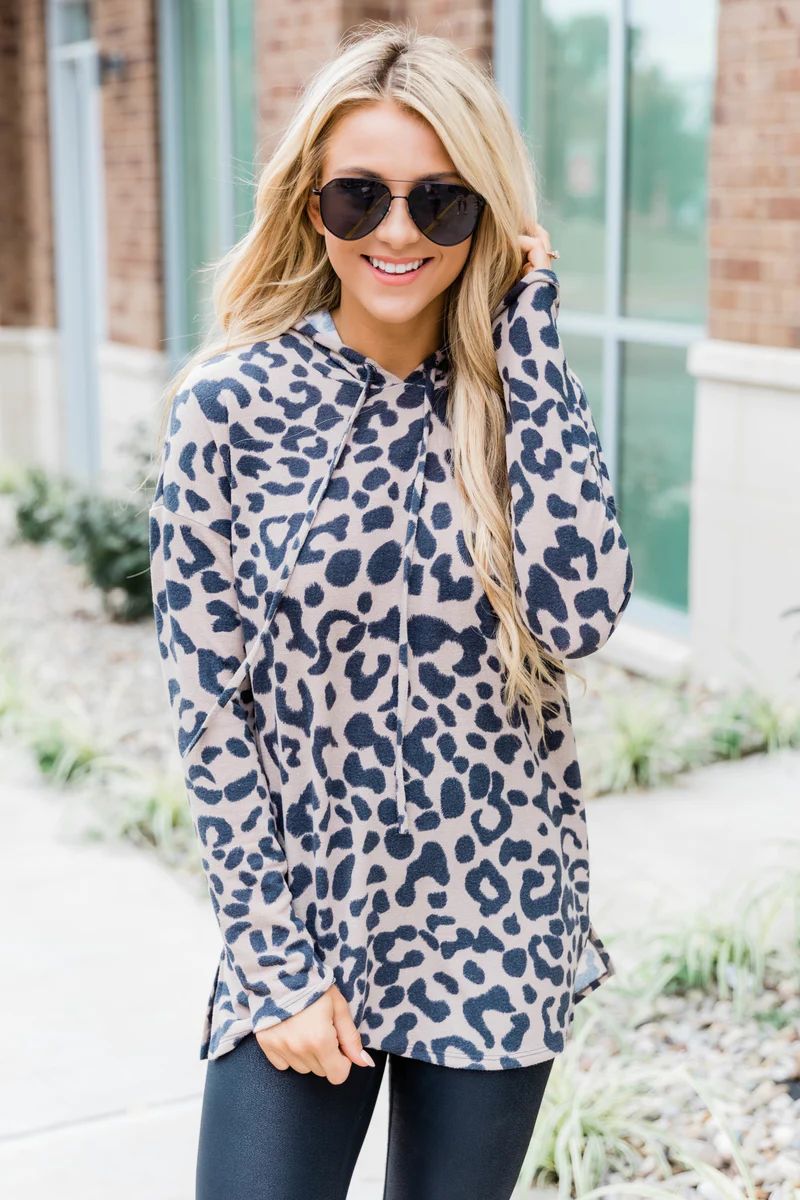 In Pursuit Of A Dream Tan Animal Print Hoodie | The Pink Lily Boutique