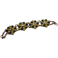 Vintage Czech Jeweled Brass Bracelet | A428 | Etsy (US)