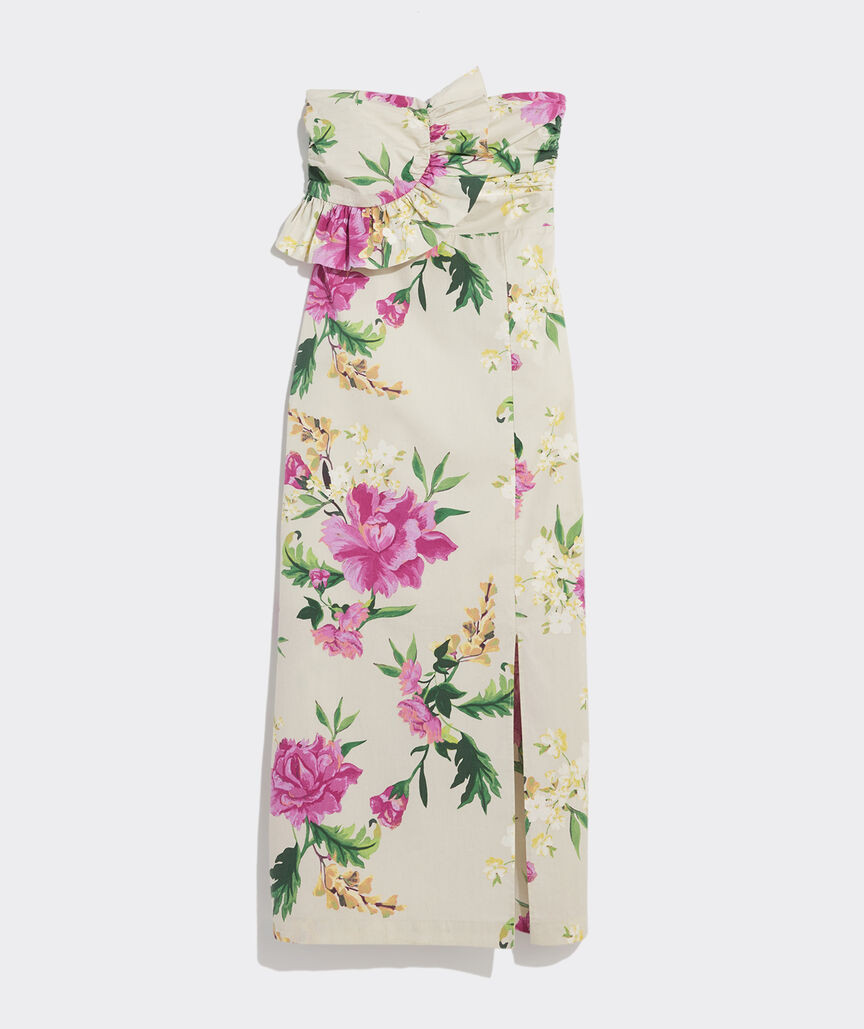 Kentucky Derby Floral Strapless Column Midi Dress | vineyard vines