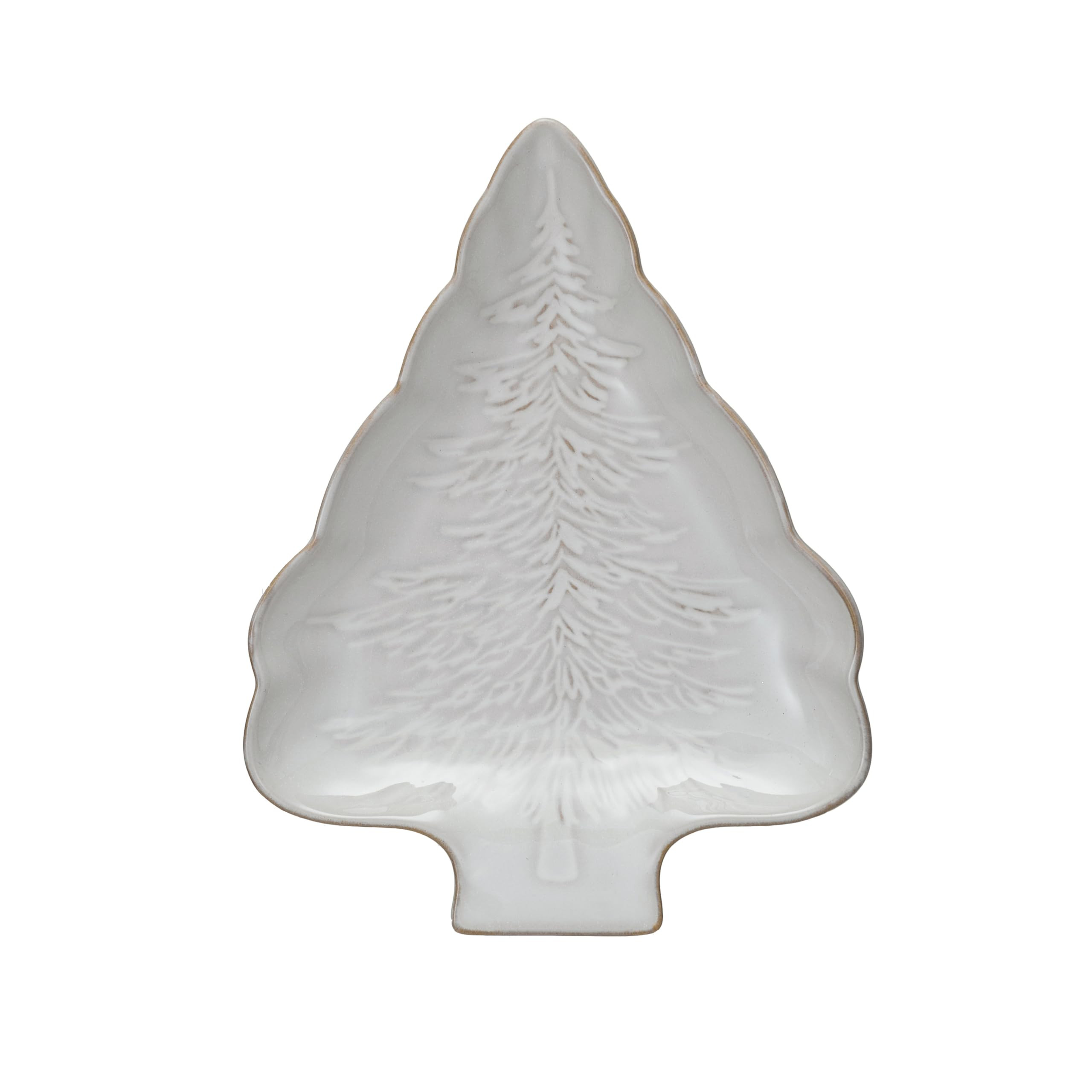 Creative Co-Op Stoneware Tree Shaped Plate with Tree Design, White | Amazon (US)