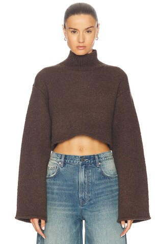GRLFRND Emily Turtleneck Sweater in Chocolate | FWRD | FWRD 