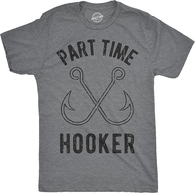 Crazy Dog Mens T Shirt Funny Fishing Joke Tees Novelty Fisherman Shirts | Amazon (US)